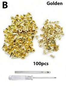 100pcs Punk Rivet Screw Punching Tool, 7 X 10mm, Rust-Resistant Decorative Rivets, Clothing Screw Rivets, DIY Rivets, Screw Rivets, Metal Gothic Spikes, Decorative Rivets, Pointed Rivets, Suitable For Bags, Clothing, Shoes - Rivets - View 13