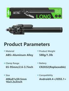 AXNEN 78.74"/2M Extendable Super Long Selfie Stick Tripod,Multi-Angle Rotation Phone Holder With Bluetooth Remote Control,1/4" Screw Interface With Cold Shoe Suitable For Action Camera,Fill Light,Smartphone Live Streaming,Photography,Vlogging. - View 11