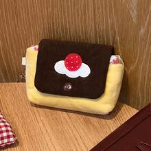 1pc Pudding Mini Coin Purse & Card Holder. Compact And Portable, Can Store Cash, Cards, Coins, Earphones & Keys. Perfect For Daily Use. - Rust - View 8