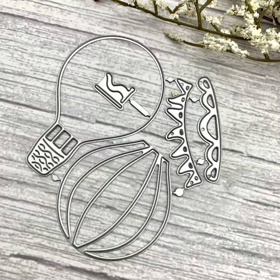 熱氣球模切片,金屬切割模具壓花紙模,適用於卡片製作、剪貼簿DIY相簿卡片製作用品 - 銀色 - 查看 1