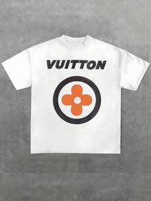 Retro Casual T-Shirt With Floral Emblem, 100% Cotton, 1 Piece, Vintage Style, Graphic Print, Short Sleeve Summer T-Shirt, Modern Urban Clothing - 白色 - 查看 1