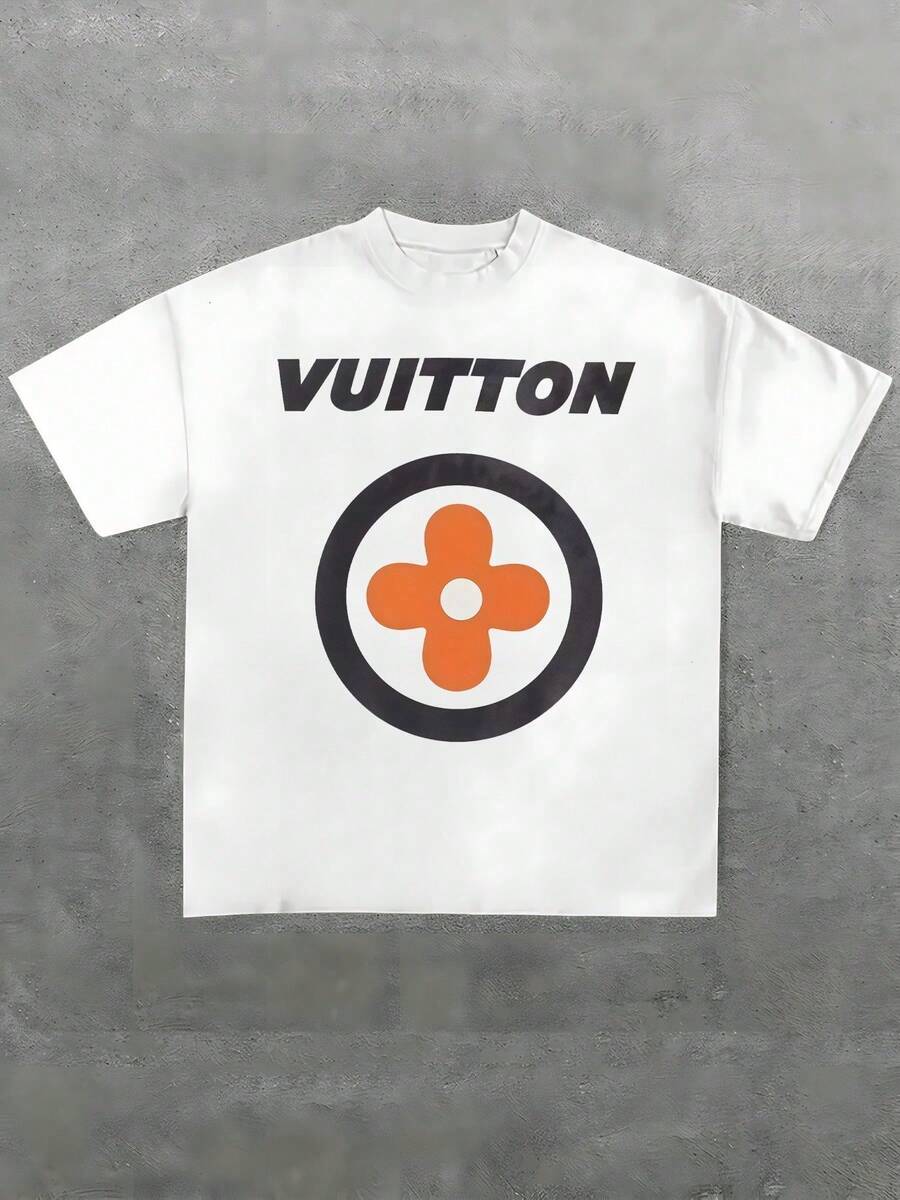 Retro Casual T-Shirt With Floral Emblem, 100% Cotton, 1 Piece, Vintage Style, Graphic Print, Short Sleeve Summer T-Shirt, Modern Urban Clothing - 白色 - 查看 1