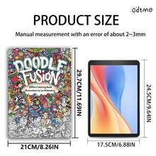 Fusion Doodles: 24 Pages Of Fun Coloring Patterns, Suitable For Adults, 24 Pages, Thick Paper, Coloring Practice, Improve Concentration, Friend Birthday Gift, Back To School Gift, A4, Comes With Random Stickers And One Paper Mat - Single Piece - View 4