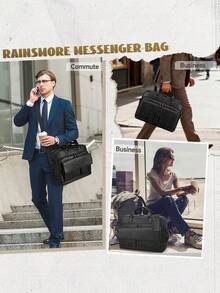 Men Laptop Bag PU Leather 15.6 Inch Briefcase Vintage Computer Satchel Shoulder Bag Work Business Office Black Document Organizer Padded Sleeve - Multicolor - View 8