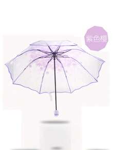 1/3pcs Floral Pattern Transparent Umbrella, Suitable For School, Office, Home, Travel, Back To School Supplies, Umbrella, Unisex, Durable Structure - Multiple Styles - View 18