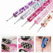 35Pcs All-In-One Nail Art Brush Set, Dotting Pens & Multi-Shape Painting Brushes For Lining, Flat & Fine Tip Brushes Plus Crystal Filled Dotting Tools For Floral Drawing And Nail Ornament Application - Multicolor - View 4