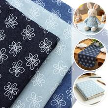 1pc Flower Pre-Washed Denim Fabric - 66.93 X 19.68 Inches (175 X 50cm) For DIY Craft Projects, DIY Wallet Making, Bags, Party Decor, Tablecloths, Gift Wrapping, Cushions & Furniture Covers - Default - View 1