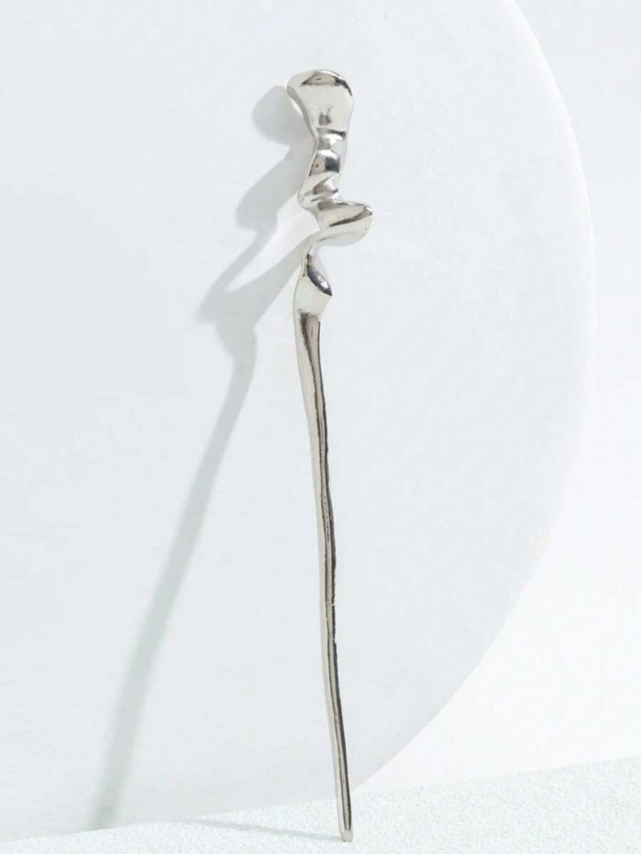 1pc Fashion Asymmetrical Design Hair Stick,Pins For Hair - Silver - View 1