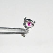 Pink Pupil Cat Stainless Steel Tongue Piercing, Niche Cute Cat Eye Hot Girl Tongue Stud, External Thread, Suitable For Drinking - White - View 12