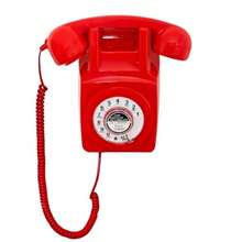Teléfono de pared con cable con revisión teléfono fijo retro rojo teléfono de pared antiguo con remarcado para hogar oficina hotel escuela juego de teléfono con esfera giratoria clásico - Rojo - Ver 8