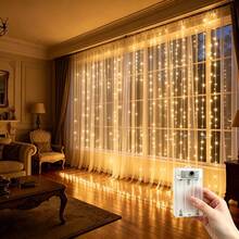 Battery Powered LED Fairy Curtain Lights, String Lights With Remote Control 8 Modes, Suitable For Christmas, Halloween, Bedroom, Wedding, Home, Party, Various Holiday Decoration Lighting - Battery Box Curtain Light - View 4