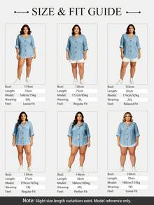 Kemeja Wanita Ukuran Besar Warna Polos dengan Kancing Depan untuk Musim Semi - Baby Blue - View 7