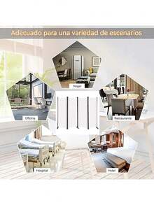 Biombo Separador Portátil Fácil Montaje 4 Paneles Moderno - Negro 1 pieza - Ver 10