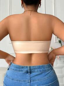 Front Closure Wire-Free Padded-Free Bandeau Bra For Plus Size Women - Apricot - View 2
