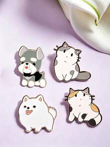 1/4pcs Cartoon Cat Dog Brooch, Exquisite Small Size, Versatile Style, Delicate Craftsmanship, Fade-Resistant, Cute And Youthful, Eye-Catching, Suitable For Sweaters And Shirts - Multicolor - View 5