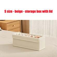 1 Foldable Clothing And Blanket Storage Bag, Storage Box With Transparent Windows And Handles, Reinforced Foldable Linen Storage Basket, Home Storage, Clothing Storage Box, Bedroom Storage, Wardrobe Organizer, Dormitory Storage Box,Clothes Organizer. - Beige - View 20