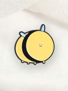 Cute Bee Enamel Pin, Kawaii Round Brooch, Adorable Accessory For Clothing & Bags, Perfect Gift Idea - Yellow - View 5