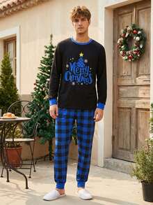 Family Matching Christmas Pajamas Star Print Top  Plaid Pants Xmas Loungewear Sleepwear Matching Christmas Pajamas For Men Women - 男人 - 查看 8