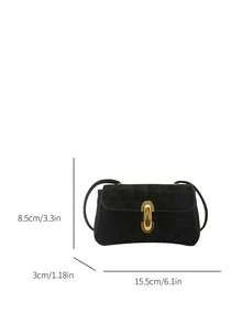 Women's Mini Leopard Print Crossbody Bag, Vintage Curved Flap Design, Metal Clasp Closure, Adjustable Spaghetti Strap, Fashionable For Daily And Party Use - Black - View 7