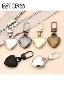 5/10Pcs Heart-Shaped Zipper Pulls, Universal Zipper Replacement Heads, Suitable For Down Jackets, Backpacks, Handbags, Coats Zipper Replacement (Multiple Colors Available) - Heart Shaped Zipper Pull - View 2