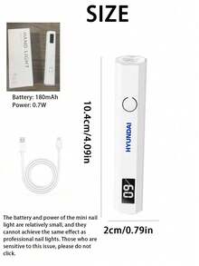 HYUNDAI Lampada portatile per polimerizzazione gel per unghie, essiccatore per unghie, lampada essiccatrice per unghie mini USB, lampada UV LED a batteria 180mAh, adatta per polimerizzare tutti i gel per unghie, adatta per nail salon domestici - Bianco - Visualizzare 9