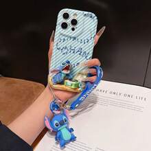 Disney Has Authorized, Phone Case - Chain Set, The Stitch Lilo & Stitch 3D Phone Case Plus A Silicone 3D Stitch Bracelet With Metallic Ring Removable Bracelet, Stitch And Angel Pattern, Compatible With Iphone17/16/15/14/13/12/11/XS/XR/X Plus Pro Max, A Stylish Cartoon Phone Case, The Perfect Gift Choice, Phone Protection, Durable Phone Cover, Great Gift For Friends And Family. - 白色 - 查看 2