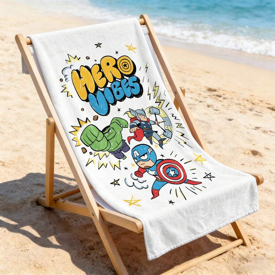 Comic Burst Effect Hulk Captain America Thor Team Print Skin Friendly Microfiber Multifunctional Daily Beach Towel - A - View 1