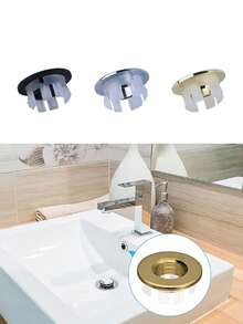 1Pc/5Pcs Bathroom Basin Faucet Sink Overflow Decorative Cover,Wash Basin Overflow Hole Cover,Sink Trim Overflow Cover,Sink Overflow Rings Basin Drain Cover Hole Insert In Round Caps,For Bathroom & Kitchen Sinks,Easy Install Sink Accessories - Multicolor - View 3