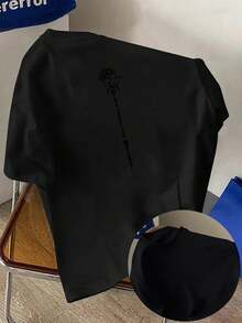 Camiseta de manga corta para hombre, con estampado de rosas en ambas caras, para el Día de San Valentín y sus alrededores, estilo casual deportivo, moda moderna, corte holgado, para - Negro - Ver 1