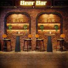 LITTLE TREE Bar Table, 39.96" High Pub Table For Small Space, Home Bar Small Square High Top Unit For Dining, Coffee, Cocktail, Living Room, Kitchen, Vintage Brown & Gray (Only Table) - Màu nâu và xám cổ điển - Xem 10