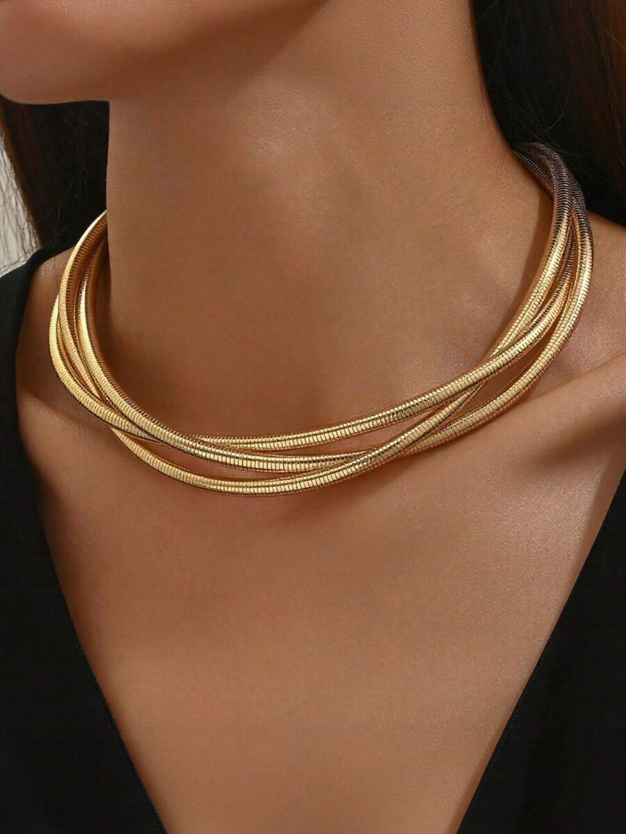1 Piece Of Fashionable Wrapped Spring Collar, Light Luxury Style, High-End Design, Necklace For Daily Wear, Fashionable Accessories - Multicolor - View 1