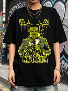Bring Me The Horizon Metal Stag Antler T-Shirt. Soft, Loose, Everyday Casual T-Shirt. - Black - View 1