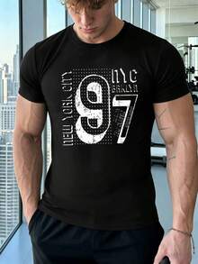 T-S HIR T graphique ho m me style New York 97 en coton premium, décontracté, confortable et résistant, avec imprimé artistique - Noir - Voir 2