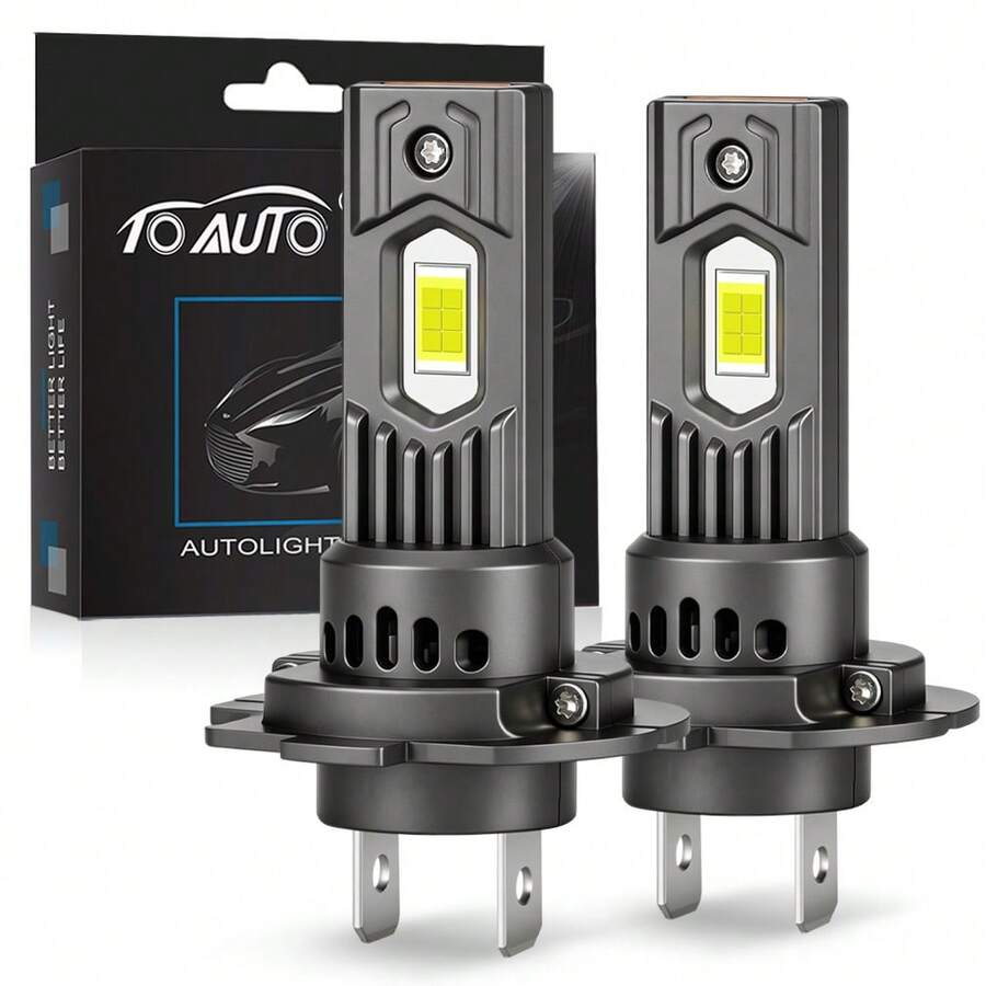 TOAUTO H7 80W LED Headlight Bulbs, 2PCS High Power Car Headlamp Light Bulb Replacement, 6000K White For Socket H7 - A - View 1
