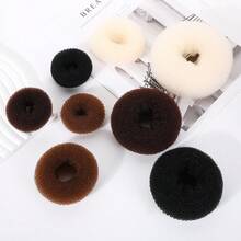 1/2/3 Peças Donuts para Coque de Cabelo, Portátil Multitamanho, Modelagem Firme, Estrutura de Malha Fofa que Eleva Facilmente a Coroa e o Volume do Cabelo, Adequado para Penteados Diários, Looks de Encontro, Cabelo de Salão, Pode Ser Combinado com Roupas Temáticas de Natal e Halloween - Multicolorido - Visão 4