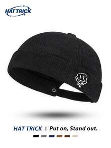 1 pièce Casquette de marin sans visière ajustable en velours côtelé vintage patchwork Silly Little Goose, chapeau de marin, streetwear hip-hop, moto, preppy, polyvalent, décontracté, chapeau Tang, à porter toute l'année - F - Voir 8