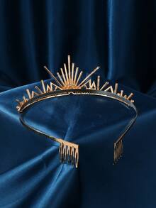 Women's Comb Crown - Pearl Crystal Headpiece, Suitable For Brides, Queens, Princesses And Girls In Weddings, Birthdays, Beauty Pageants (Gold) - Gold - View 2