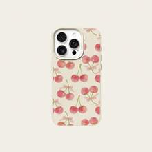 1pc TPU Pink Bow & Cherry Full Pattern Phone Case, Full Coverage Shockproof Soft Protective Cover Compatible With IPhone 17 Pro Max/17/16 Pro Max/15/13/12/11/ S20 FE/A15/S24/A55/ Note 11/Note 12/Note 13 Pro - White - View 6