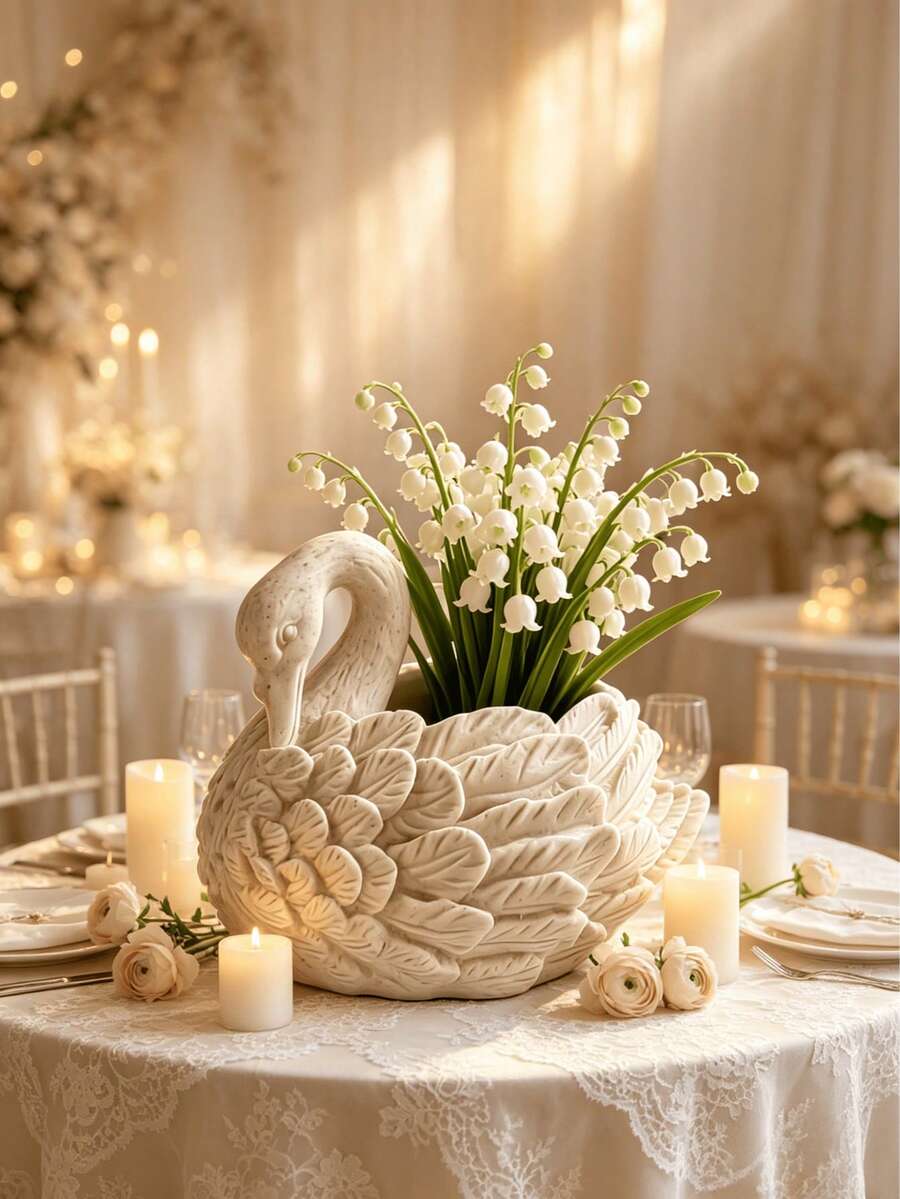 Jarrón de Cisne Americano Vintage, Adecuado para Arreglos Florales, Decoración de Estilo Francés, Aplicable para Sala de Estar, Hotel, Restaurante, Banquete y Boda, Decoración de Jardín/Piscina Interior/Exterior, Regalo Perfecto (Sin Energía Requerida) - Múltiples modelos 2 - Ver 1