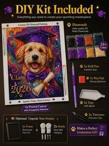 Pintura de Diamante 5D Personalizada Retrato, Foto Personalizada a Arte de Diamante Colorido de Graduación de Mascota, Kit de Bordado de Diamante de Resina de Perforación Completa DIY, Decoración de Pared Personalizada de Familia de Perros y Pareja, Regalo de Graduación Brillante Recuerdo, Decoración de Dormitorio y Hogar - Multicolor - Ver 8