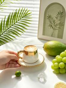 A Set Of 90ml Ceramic Coffee Cups And Saucers, Suitable For Use In The Microwave And Dishwasher, For Espresso And Arabic Coffee. Saudi-Style Coffee Cups, Ideal For Afternoon Tea, Cafes And The Kitchen – The Perfect Gift - Multicolor - View 2