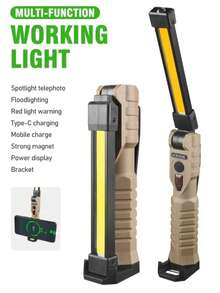Multifunctional Rechargeable COB Work Light, Foldable LED Inspection Lamp With Magnetic Base, Auto Repair Flashlight For Outdoor & Tent Use, For Camping - Multicolor - View 1
