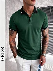 GRDR Men's Fashionable Polo Short Sleeve T-Shirt | Exquisite Design | Summer Essential | Easy To Match | Showcase Your Style - Green - View 3