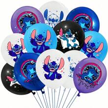 Stitch Party Decoration Set, Character Printed Latex Balloons And Giant Stitch Foil Balloon, Birthday Decoration - As Shown In the Figure - View 8