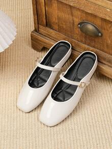 Women's Commuter Shoes New Style Retro Red Mary Jane Shoes With Buckle - White - View 3