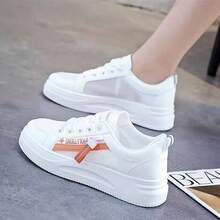 Zapatillas de tenis para mujer, zapatillas deportivas para mujer, zapatos planos, zapatillas de deporte para mujer, calzado femenino, transpirables y cómodas, zapatillas de tenis y running casuales blancas para mujer, talla 36-45. - fideos de cáscara de naranja blanca - Ver 1