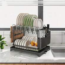 1pc Kitchen Detachable Dish Storage And Drain Rack, 1-Second Installation Dish Rack, Dish Rack, Large Capacity Double-Layer Drying Rack Drain Board Set, Bowl Rack, Cup Rack, Drain Board, Utensil Rack, Kitchen Accessories., Standing Shelf - Multicolor - View 5