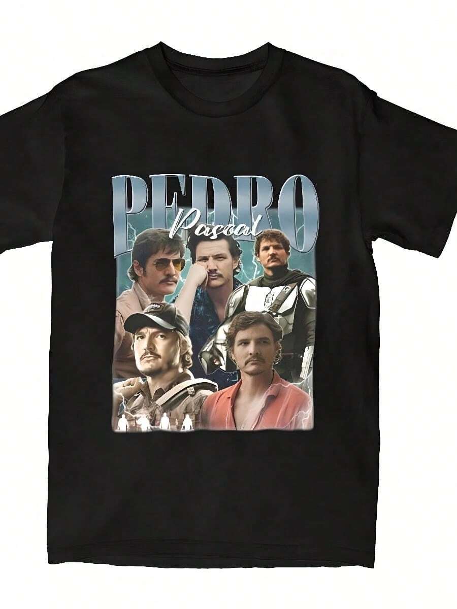 Camiseta Pirata De Pedro Pascal, Camiseta Vintage Unisex De Estilo Urbano, Camiseta De Manga Corta De Pedro Pascal De Tallas Grandes Para Hombre. - Negro - Ver 1