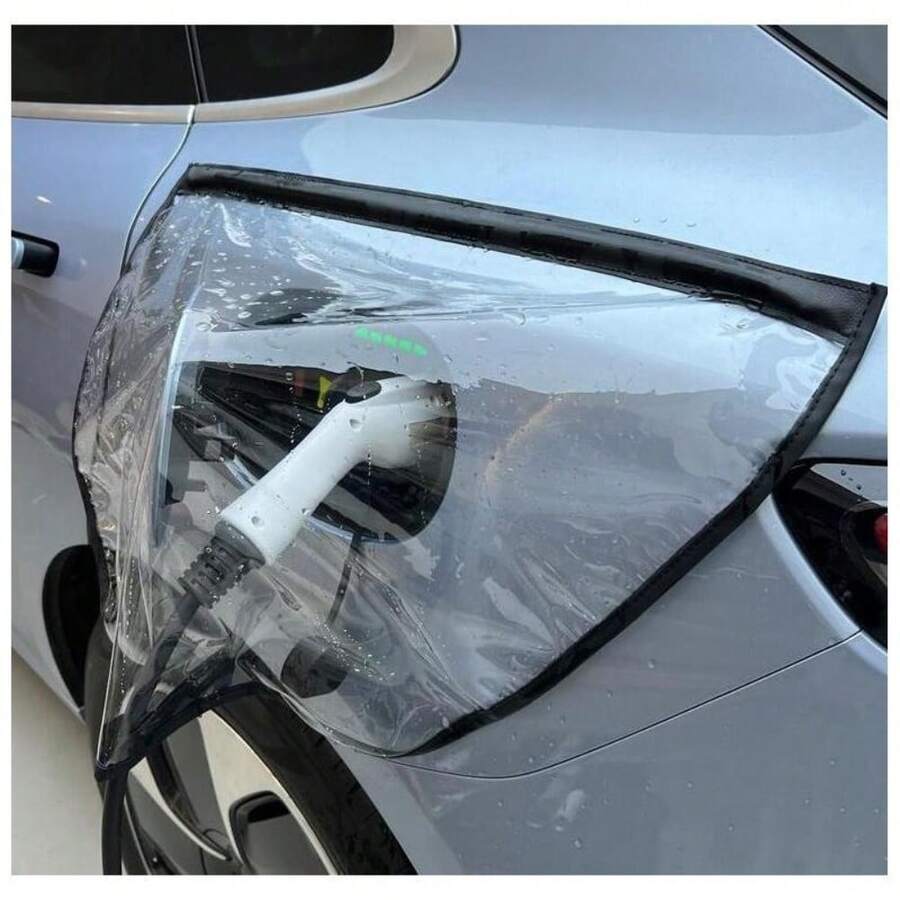 Universal Electric Vehicle Charging Port Waterproof Cover, Transparent PVC Rainproof & Dustproof Cover, Compact Leak-Proof Charging Gun Sleeve, Durable All-Weather Protection Cover, Easy Installation, Essential Outdoor Charging Accessory For Electric Vehicle Owners
