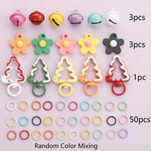 57pcs DIY Keychain Making Kit, Includes 1pc Keychain, 3pcs Flower Charms, 3pcs Bells And 50pcs Jump Rings, Suitable For Braided DIY Keychains, Bag Accessories, Floral Star Shaped Lobster Clasps, Animal Shaped Spring Clasps, Open Jump Rings, Pet Collar Connectors, Heart Key Rings, Hanging Luggage Tags, Climbing Outdoor Hook Accessories, Creative Holiday Gift DIY Keychain Accessories - Random Color Mixing (57pcs) - View 18